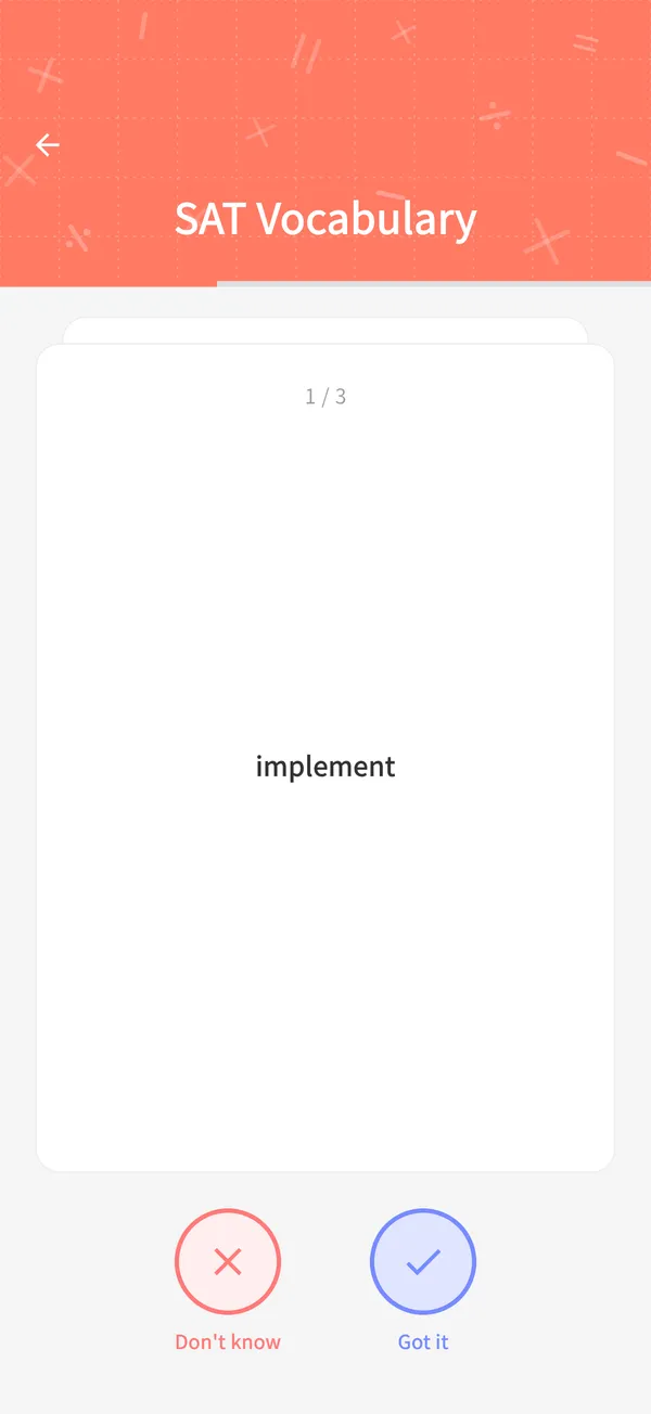 Quiz screen with “Got it” and “Don't know” buttons